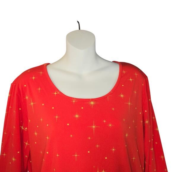 Tipsy Elves Womens XXL Mini Dress Christmas Red Stretch Gold Stars Holiday - Picture 3 of 12